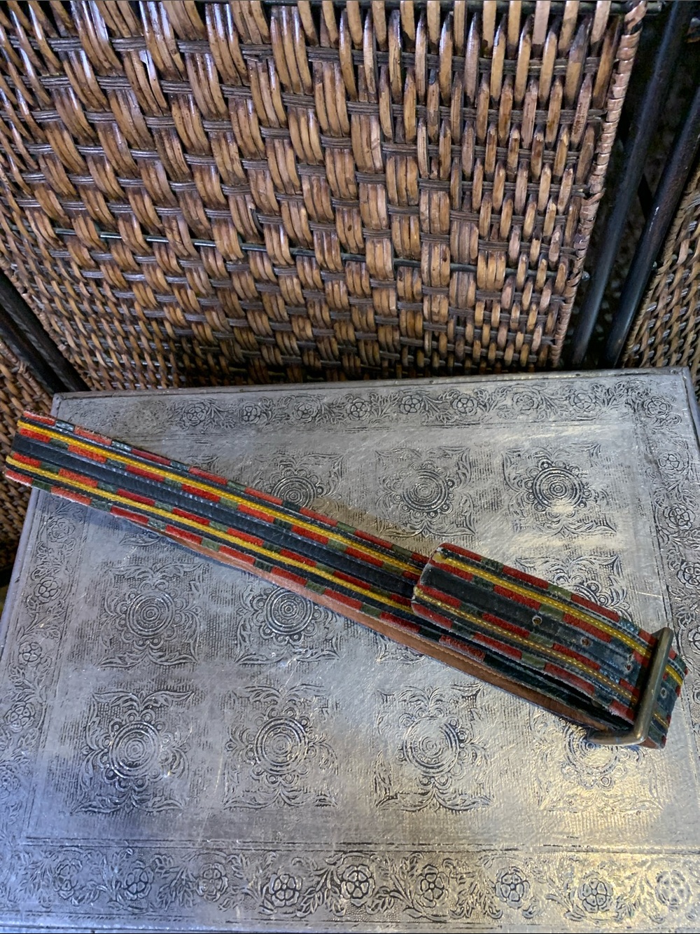 Vintage Patchwork Leather Belt Size 38